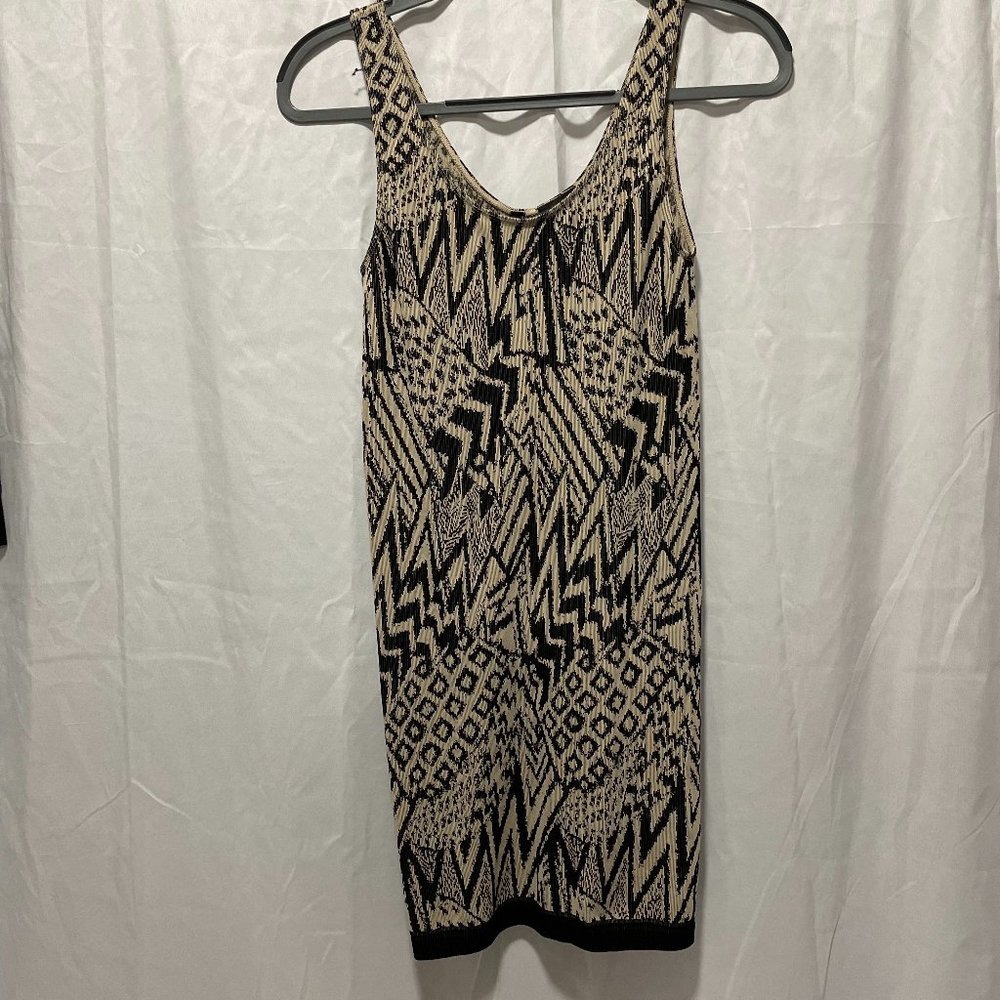 Guess Tan and Black Print Bodycon Dress